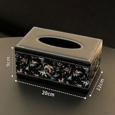 新中式黃鳥復古紙巾盒 客廳桌面茶几遙控收納盒 餐巾盒, Black-01