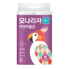 모나리자 자연이좋은 천연펄프 3겹 무색 무향 무형광 화장지, 25m, 6롤, 1개