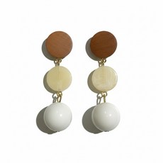 複合材質圓球耳環 - 不同色系搭配, 1個