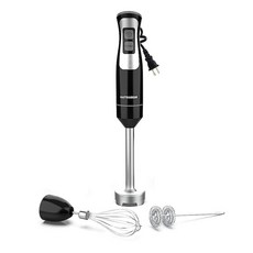 핸드 헬드 OUTRONSM 핸드 블렌더 4포인트 두꺼운 SS 블레이드 우유 거품기 커피 우유 폼 퓨레 이유식 스무디 소스 및 수프용 계란 거품기 - 블랙, 핸드 헬드, OUTRONSM 핸드 블렌더, 4포인트 두