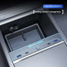 tesla 호환 Model 3 중앙 제어 USB 충전기 흐르는 도킹 스테이션 호환 라이트 분위기 L 램프 수정, 01 Docking station stor