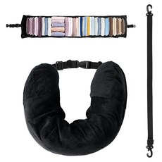 XIHIRCDStuffable여행용베개 71.1x16.9cm28x6.7인치변형가능한목베개플러시충전재보관가방목베개옷포함조절가능한U자형베개여행용필러없음블랙118915, XIHIRCDStuffable여행용베개,71.1x16.