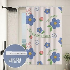 고양이 샤워커튼 욕실 방수 가리개 미니 1개 베이지 블루 플라워, 베이지 블루 플라워 × 50 x 100cm × 1개