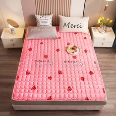 돌침대 토퍼 90x200 벨벳 매트리스 거실용 트렌디, 1cm, 스트로베리