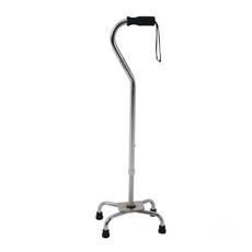 순수국내제작 현대 노인 어르신 네발 4발 지팡이 9단 높이조절 62~92cm, 1개, 실버