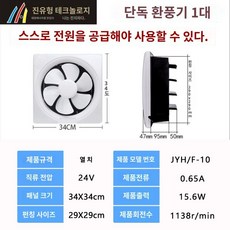 태양광 환풍기 정화조 배기 공기 강력 태양열 순환 창문 다육식물, C. 24V 10인치, 1개
