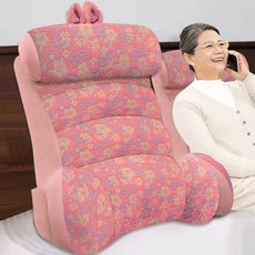 등받이 쿠션 침대 목받침 허리 시니어 어르신 등받이쿠션 엠보싱 서포트 삼각 대형, K-스퀘어 실내 장식 피치 핑크 프린트