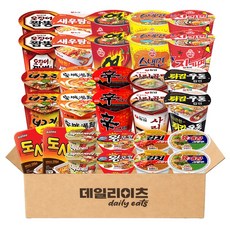 데일리이츠 컵라면 소컵&사발면 15종 2개씩 총 30개입 (육사발 김치사발 신 튀김 사리 새우 오짬 너구리 안성 짜범 진매 열 스낵 도시락 미니왕, 1박스