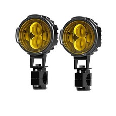 오토바이 외부 렌즈 개조 스포트라이트 다기능 통합 탠젠트 라이트 플래시 전기차, 6. Yellow light