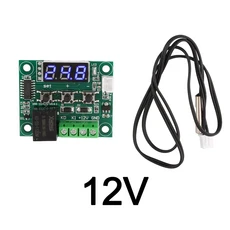 W1209 DC12V 디지털 온도 조절기 모듈 스위치 보드 NTC 센서 파란색/빨간색 조명 제어, 01 Blue light