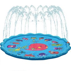 Apnoo 풀장 분수매트 물놀이매트 바닥분수 홈워터파크 170cm푸른 색 핑크색, 푸른 색, 1개