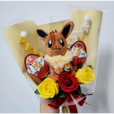 포켓몬꽃다발 피카츄 뮤츠 뮤 이브이 팬텀 꼬부기 킨더조이 사탕꽃다발 졸업 입학 수료식 발표회 재롱잔치, 이브이 꽃다발