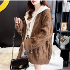 겨울 후드티 여성니트 스웨터 코트 겨울코트