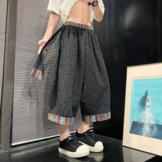 中國風男士七分褲 寬鬆闊腿燈籠褲 夏季薄款沙灘褲