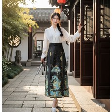 漢服百褶長裙 國風半身裙 中式國潮風
