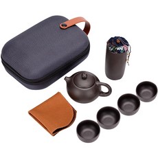 便攜式紫砂茶具組 陶瓷旅行茶具 一壺四杯附收納包, 1個, 一套(泉州名產) 加一賠十(保證正品), 紫砂, 茶壺 /茶杯/ 茶葉罐 /收納包