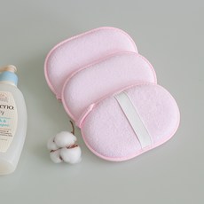 소프렌 천연코튼 아기 목욕스펀지 핑크, 3개
