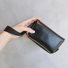 디카파우치 파우치 카메라가방 가로형 스타일 가죽, 1개, PU 핸드헬드 가죽 블랙 손목 스트랩 포함