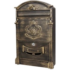 인테리어우체통 사서함 방패막스 벽면 우체통으로 별장 집 빈티지 실외신문함 우편함, B. 앤틱 골드 무언 배달 커버
