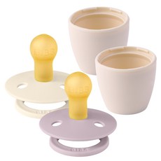 빕스 컬러 고무 쪽쪽이 2P+화분캡 2P, 1단계, 더스키라일락+아이보리+화분캡2P