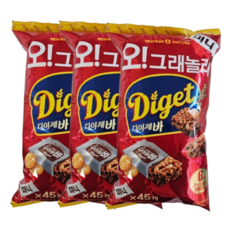 몽글몽글마켓 오리온 오그래놀라 다이제바 미니 개별포장, 483g, 3개
