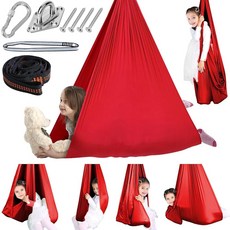 감각 놀이 그네 스윙 감각통합 활동 생활 보조 해먹 나일론 작업 실외 주의력 반복 커들 체육 유아 움직임 실내, 레드