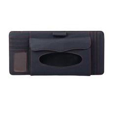 《行車必備》大款遮陽板面紙卡片夾 卡片槽 置物袋 多功能車載紙巾盒 遮陽板收納 汽車配件 魔鬼氈黏合式, 1個, 大款黑色, 黑色