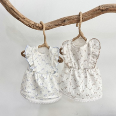 강아지 봄 여름 원피스 애견 리본 도트 프릴 치마 옷