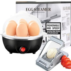 SYXLTSH 2종 세트 계란솥 보일러 전기 블랙 계란 삶은 커터 슬라이서 찜기 계란용