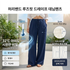 허리밴드 루즈핏 드레이프 데님팬츠 여성 청바지 다리보정루즈한핏감청바지 헐렁하다/고품질/바람을 쐬다