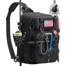 Piscifun 낚시 도구 보관 가방 아웃도어 숄더 백팩 크로스 바디 슬링 백 180459, 표준 (30 x 21.1 x 10.2 cm), 싱글 숄더 - 블랙