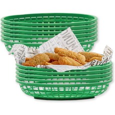 테이블 C1074G 타원형 현금 및 휴대용 바구니 녹색 쌓을 수 있는 플라스틱 식품 9.31인치 x 6.18인치 1.88인치 12팩 식기세척기 사용 가능, Yellow, Classic Oval