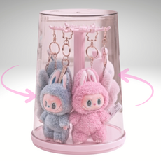 잇쓰로우 투명 아크릴 회전 키링 악세서리 거치대 보관함 베이비핑크, 1개