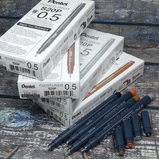 스케치/드로잉펜-펜텔 포인트라이너 0.5mm 12자루 피그마망가세트 문구반점 만화펜 재료 용품 데코 dew+9531BK, Sepia, 본상품선택