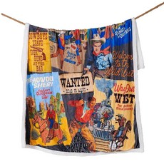 Indigo Hill by HiEnd Accents 패치워크 페이즐리 셰르파 담요 반다나 롱혼 말굽 웨스턴 스로우 플리스 담요 셰르파 플러시 담요 소파 베드용 부드러운 담, 히어로즈 앤 밴딧