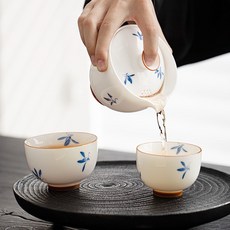 57도씨 휴대용 난초 쾌객배 3종 다도세트 160ml, 화이트, 난초다구세트, 1세트