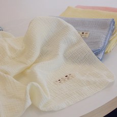 이름자수 2중 3중 거즈 블랭킷 낮잠 이불 유모차 유아 아기 사계절 캠핑 담요 준비물, 블루(2중거즈)