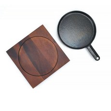 원형후라이 통주물팬 목판받침대 세트(2호), 1개