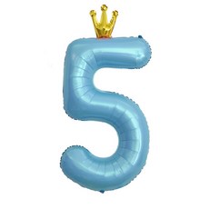 이벤트홀릭 초대형 왕관 숫자은박풍선, 블루 5