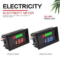0.56 ''빨간색 파란색 LCD 디지털 전압계 12V 24V 60V 72V 배터리 용량 표시기 납 산성 전원 자동차 오토바, 03 12V-60V Red, 1개