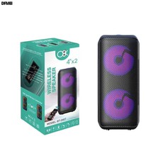 O8K 無線藍牙音響 4寸雙喇叭 炫彩LED燈光 便捷式低音炮, 如圖, 黑色