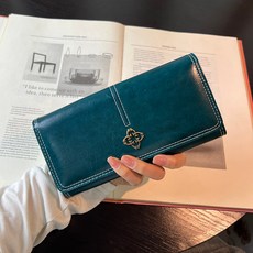 真皮長款錢包 女士多功能手機包 復古油蠟皮夾 大容量卡包 手拿包