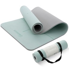 여성용 UMINEUX 요가 매트 초두께 1/3인치 및 2/5인치 논슬립 매트 휴대용 슬링 보관 가방 포함 TPE 피트니스 운동, Matcha Green, 1개, 말차 그린 & 그레이