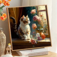 세트 유화 키트 홈 액자 포함, 1개, 3_타입C 1_액자(60x60-블랙) 1_30x30