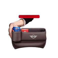 차량 틈새 수납함 미니 사이드포켓 클립형 소품 정리 박스, 로고 없음 [웜베이지] 운전석 1개, 1개