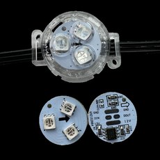 RGB IC 주소 지정 가능 LED 퍽 픽셀 라이트 WS2811 DC12V 30mm 오픈 홀 IP68 블랙 와이어 클리어 커버 10cm, 03 10ct x2 15cm Wire, 01 WS2811 IC RGB, 1개