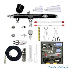 에어 브러시 키트 액션 총 바늘 노즐 중력 사료 유체 컵, 1개, 3. Black