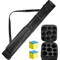 당구 가방 큐집 당구백 큐케이스 디킨 3 x 6 풀 스틱 케이스 하드 큐 휴대용 저장 파우치 테이블 액세서리 9개 구멍 PU 가방과 2개 초크 큐브, Black