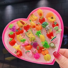과일 반지 36개 세트 / 하트케이스 어린이 야채 채소(Araium)