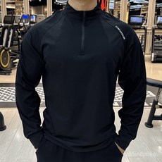 春秋軟殻半門襟長袖T恤 修身休閒時尚顯型健身高彈打底衫